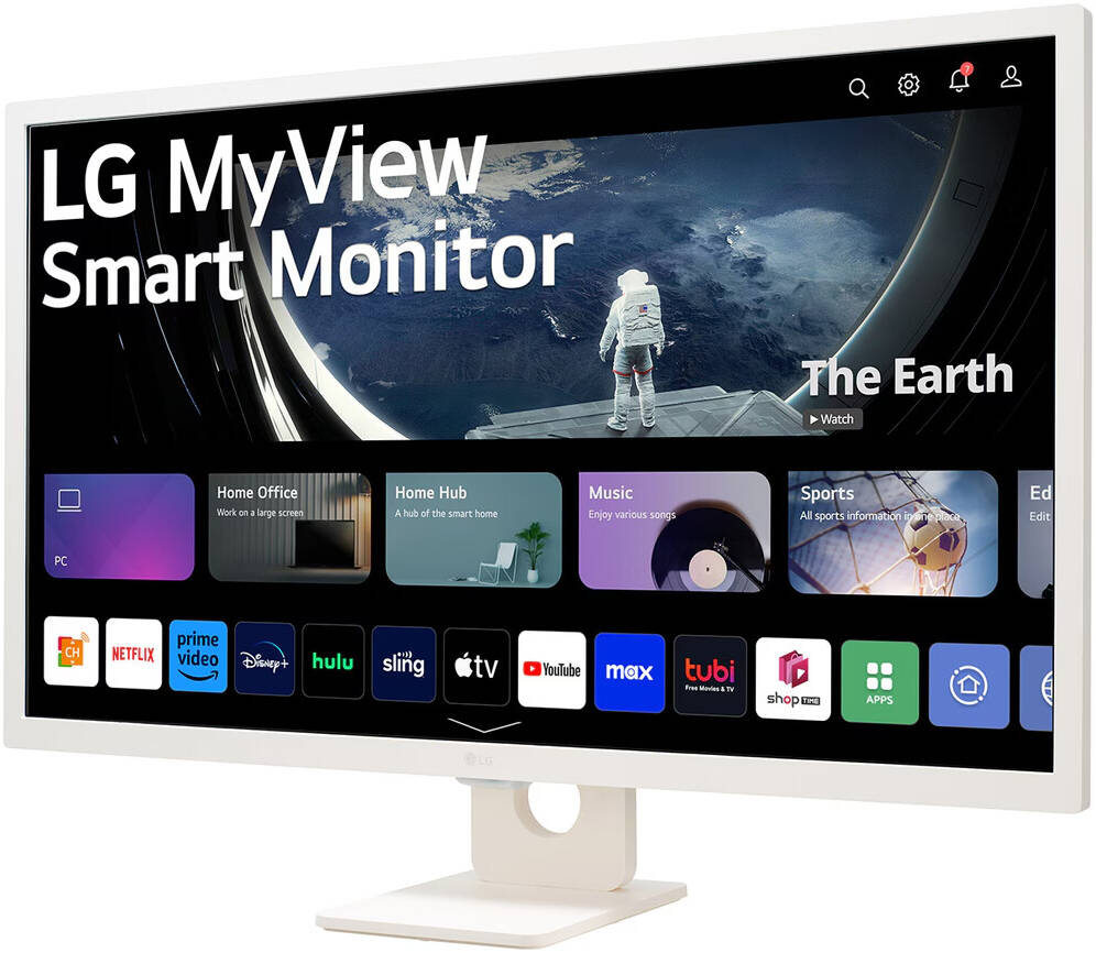 LG MyView 32SR50F-W Smart Monitor, 32" IPS Display, FHD Resolution, 60Hz Refresh Rate, 8ms (typ) Response Time, webOS, ThinQ Home Dashboard, Wi-Fi & Bluetooth Connectivity, White | 32SR50F-W