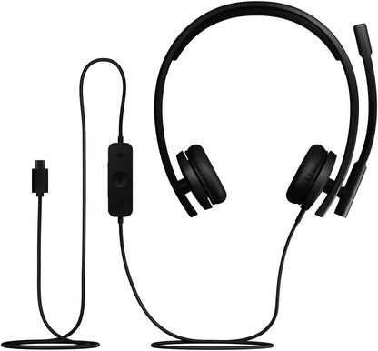 Logitech H570e Wired Headphones Stereo with USB-C Plug, 1 Unidirectional Mic & 1 Omnidirectional Mic, 30mm Driver Size, Teams Version, Black | 981-001431