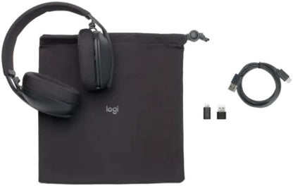Logitech Zone Vibe Wireless Headset, Teams Version, 40mm Audio Drivers, Flip-to-Mute Noise-Canceling Microphone, Bluetooth 5.2, Up to 20 Hour Battery Life, 1x USB Type-C, Graphite | 981-001157
