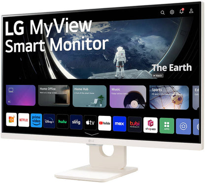 LG 27U511SA-W Smart Wireless Monitor, 27" Full HD IPS Display, 100Hz Refresh Rate, 5ms Response Time, HDR 10, Smart Energy Saving, Flicker Safe, Reader Mode, Wi-Fi, Bluetooth, White | 27U511SA-W