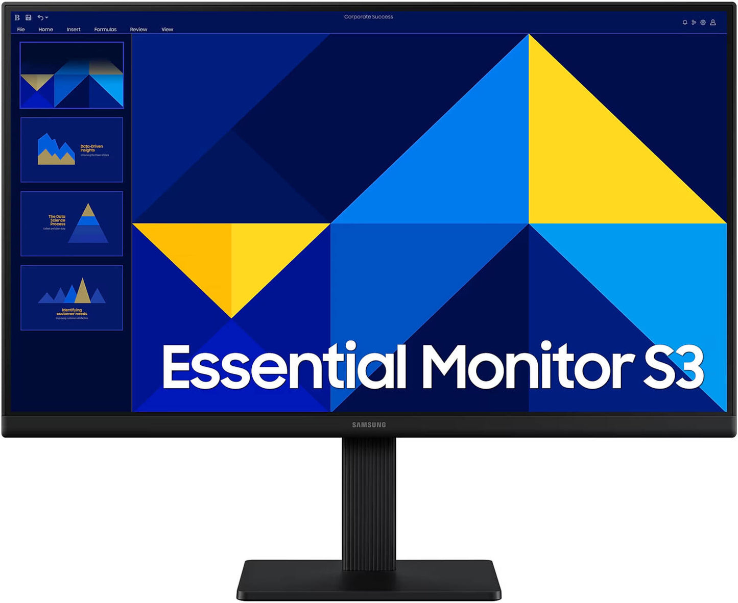 SAMSUNG S3 S30GD Essential Monitor, 22" IPS Display, FHD Resolution, 100Hz Refresh Rate, 5ms (GtG) Response Time, Flicker-Free Technology, 16.7m Color Support, Black | LS22D300GAMXUE