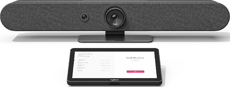 Logitech Rally Bar Mini All-in-One Webcam, Video Bar for Medium Rooms, Up to 4k Display Resolution, PTZ Camera, AI Viewfinder, Zoom/Tilt/Pan, Graphite | 960-001340 / 960-001339