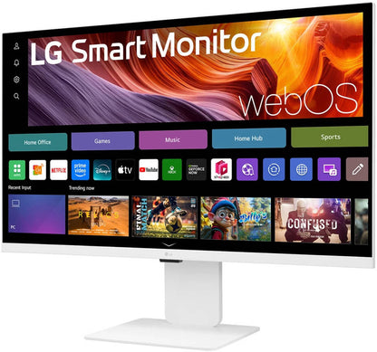 LG 32U850SA-W Smart Monitor, 32" IPS Display, 4K UHD Resolution, 60Hz Refresh Rate, 5ms (GtG) Response Time, Built-in Camera, HDR10, Flicker Safe, Auto Brightness, webOS, White | 32U850SA-W.AMA