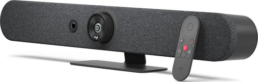 Logitech Rally Bar Mini All-in-One Webcam, Video Bar for Medium Rooms, Up to 4k Display Resolution, PTZ Camera, AI Viewfinder, Zoom/Tilt/Pan, Graphite | 960-001340 / 960-001339