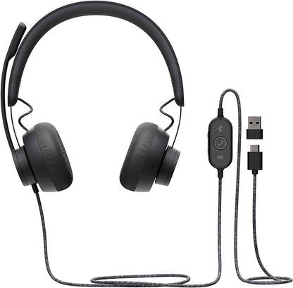 Logitech Zone UC Wired USB Headset, Premium Audio Drivers and Advanced Noise-Canceling Mic Technology | 981-000875