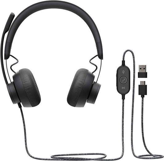 Logitech Zone UC Wired USB Headset, Premium Audio Drivers and Advanced Noise-Canceling Mic Technology | 981-000875