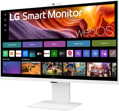 LG 32U850SA-W Smart Monitor, 32" IPS Display, 4K UHD Resolution, 60Hz Refresh Rate, 5ms (GtG) Response Time, Built-in Camera, HDR10, Flicker Safe, Auto Brightness, webOS, White | 32U850SA-W.AMA
