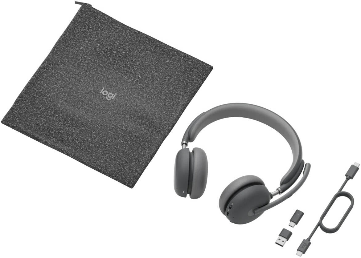 Logitech Zone Wireless 2 Headset, UC Version, Graphite, Premium Personalized Audio, AI Noise Suppression, Hybrid ANC | 981-001311