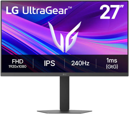 LG UltraGear 27G440A Gaming Monitor, 27" IPS Display, FHD Resolution, 240Hz Refresh Rate, 1ms (GtG @ Faster) Response Time, AMD FreeSync Premium & NVIDIA G-Sync Technology, Black | 27G440A-B