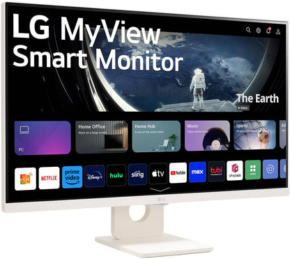LG 27U511SA-W Smart Wireless Monitor, 27" Full HD IPS Display, 100Hz Refresh Rate, 5ms Response Time, HDR 10, Smart Energy Saving, Flicker Safe, Reader Mode, Wi-Fi, Bluetooth, White | 27U511SA-W