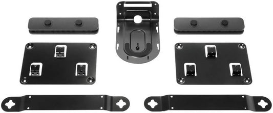 Logitech Mounting Kit for Rally Video Conferencing Kit, 2x Speaker Bracket, Camera Bracket, Table Hub Bracket, Display Hub Bracket, 2x Cable Retainer, Fasteners, Black | 939-001644
