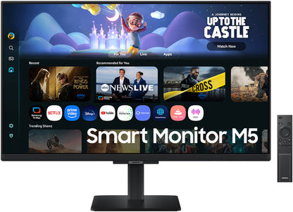 SAMSUNG M5 M50F Smart Monitor, 27" IPS Display, FHD Resolution, 60Hz Refresh Rate, 5ms (GtG) Response Time, Wi-Fi 5 & Bluetooth 5.2 Connectivity, Tizen Operating System, Black | LS27FM500EMXUE