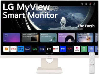 LG 27U511SA-W Smart Wireless Monitor, 27" Full HD IPS Display, 100Hz Refresh Rate, 5ms Response Time, HDR 10, Smart Energy Saving, Flicker Safe, Reader Mode, Wi-Fi, Bluetooth, White | 27U511SA-W