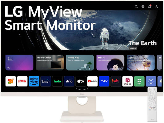 LG 27U511SA-W Smart Wireless Monitor, 27" Full HD IPS Display, 100Hz Refresh Rate, 5ms Response Time, HDR 10, Smart Energy Saving, Flicker Safe, Reader Mode, Wi-Fi, Bluetooth, White | 27U511SA-W